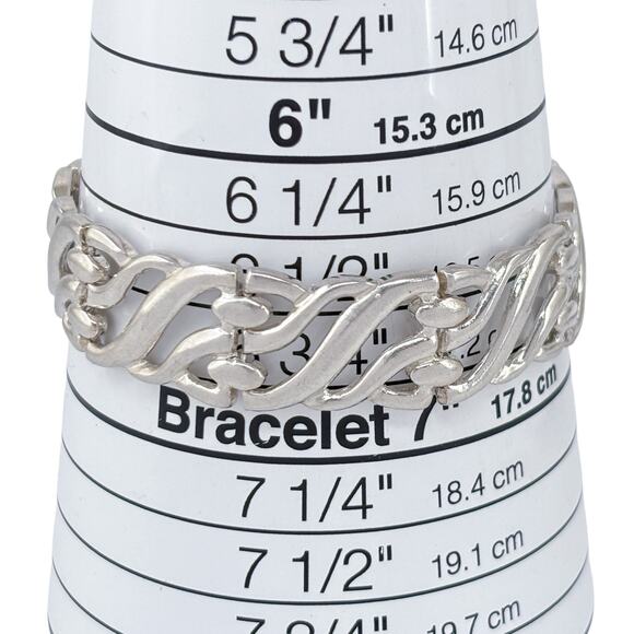 Vintage Sterling Silver 925 Openwork Panel Bracelet 7" - Picture 7 of 8